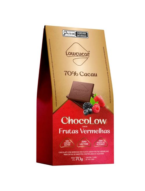 Tablete de Chocolate Chocolow 70% Cacau Frutas Vermelhas Diet 70g - Lowçúcar