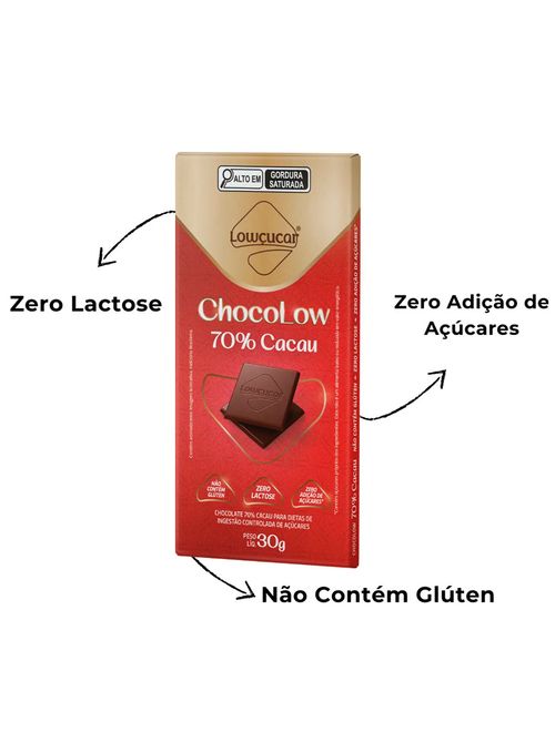 Tablete de Chocolate Chocolow 70% Cacau Diet 30g - Lowçúcar