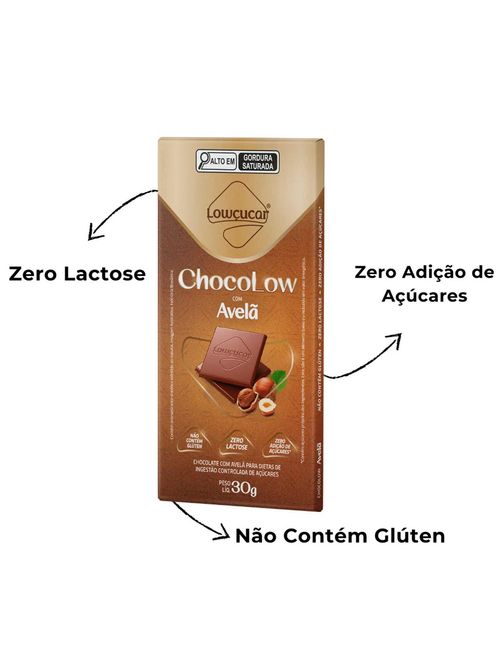 Tablete de Chocolate Chocolow Avelã Diet 30g - Lowçúcar