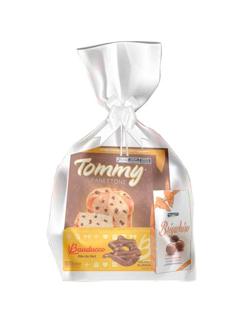 Kit Natalino Presente Panettone Chocolate + Bombom + Pão de Mel