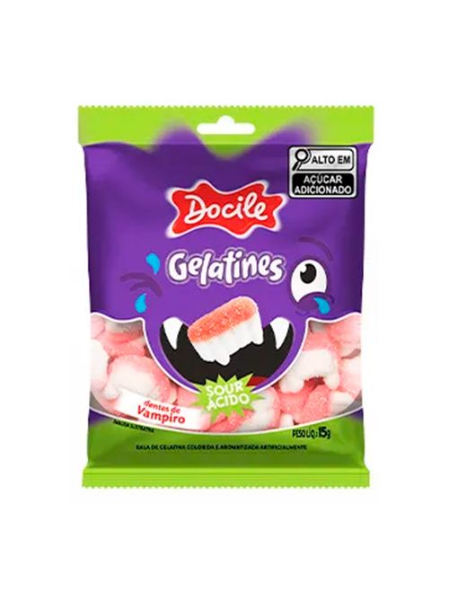 Mini Bala de Gelatina Dentes de Vampiro Gelatines 15g c/12 - Docile