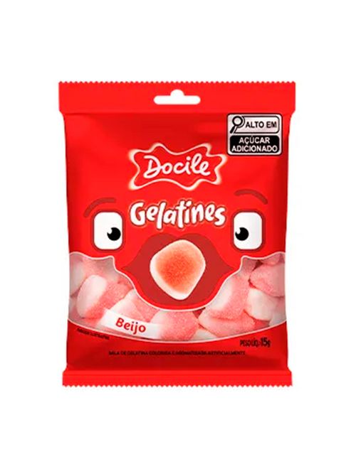 Mini Bala de Gelatina Beijos Gelatines 15g c/12 - Docile