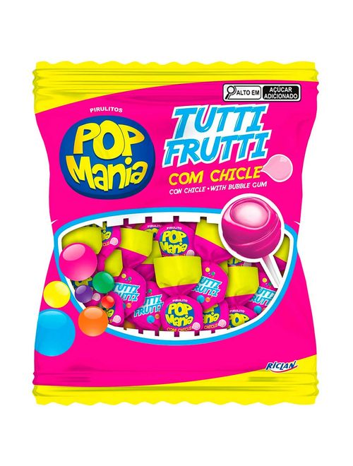 Pirulito Pop Mania Tutti Frutti Recheio Chiclete 500g - Riclan