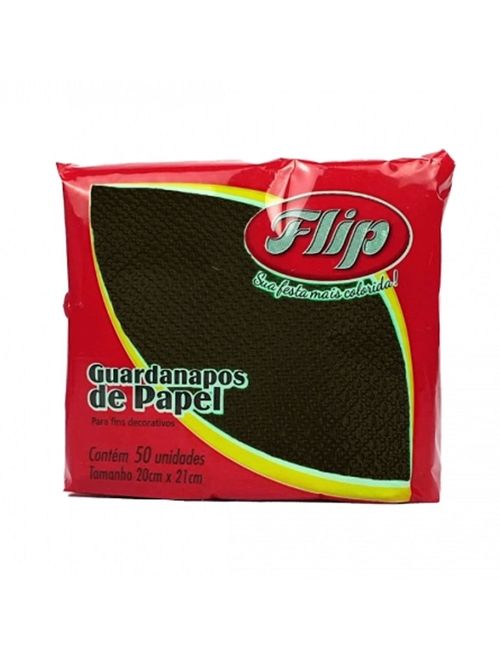 Guardanapo Preto 20x21cm c/50 - Flip Embalagens