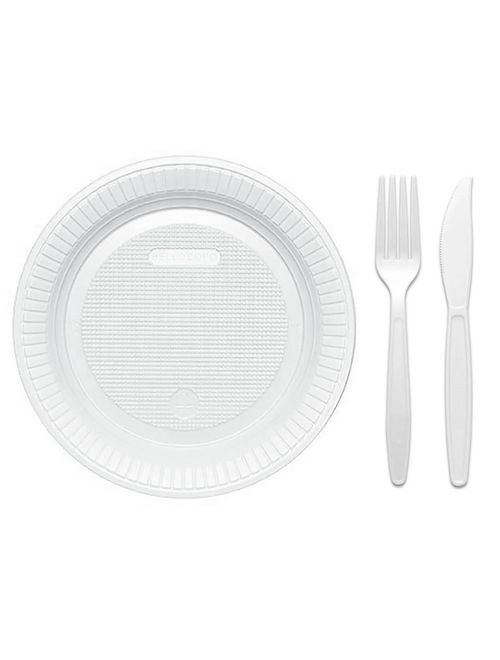 Kit Churrasco 30 Peças (10 Pratos + 10 Garfos + 10 Facas) - Bello