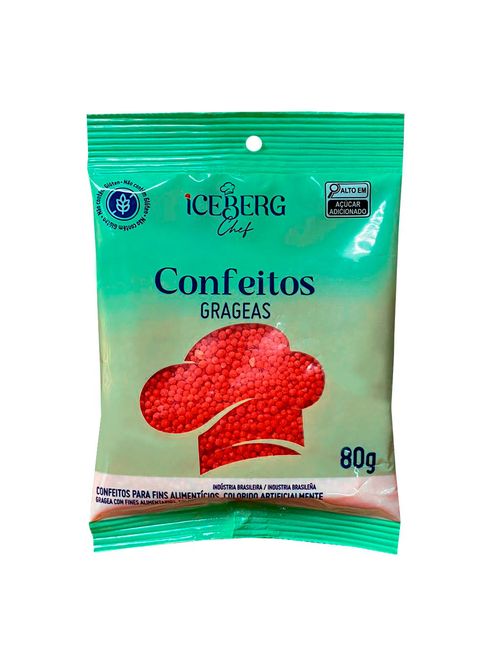 Confeito Grageas Vermelho 80g - Iceberg Chef