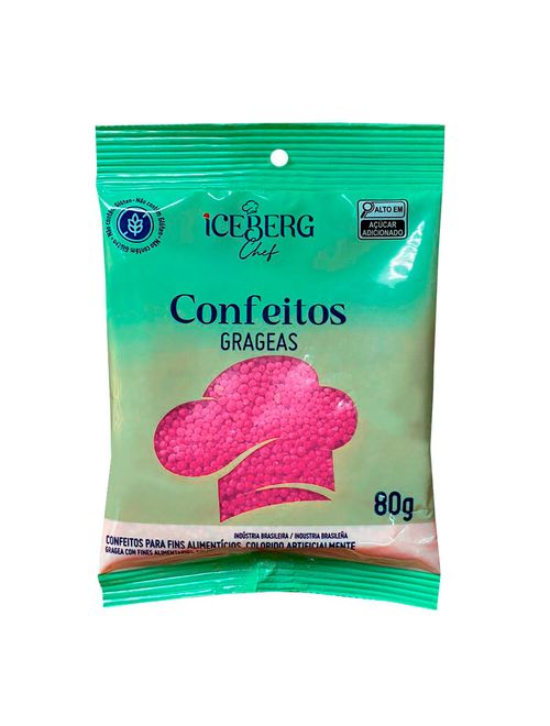 Confeito Grageas Rosa 80g - Iceberg Chef
