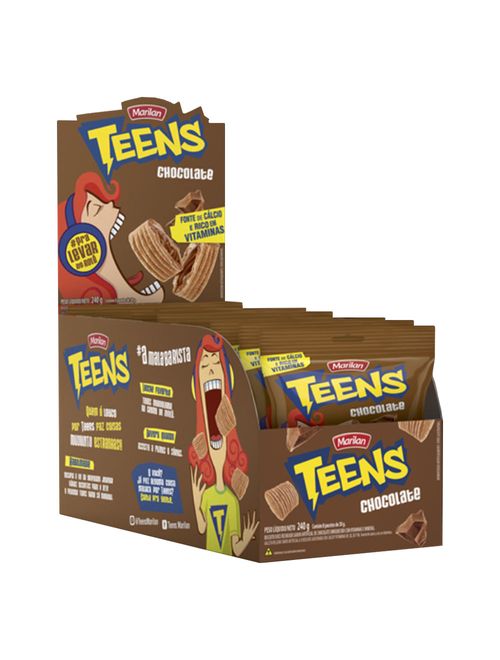 Biscoito Recheado Teens Chocolate 30g c/8 - Marilan