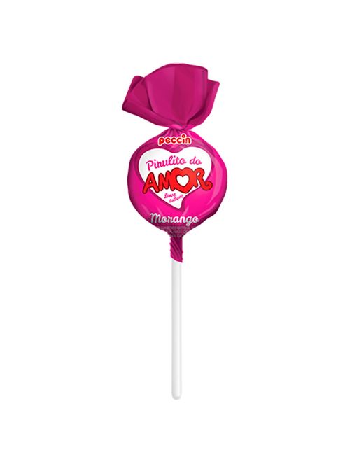 Pirulito Morango do Amor Recheado c/24 - Peccin