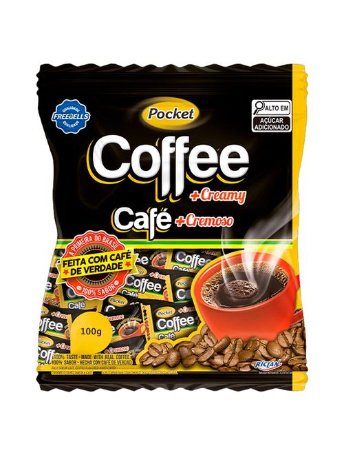 Bala Dura Pocket Cremosa Coffee Freegells 100g - Riclan