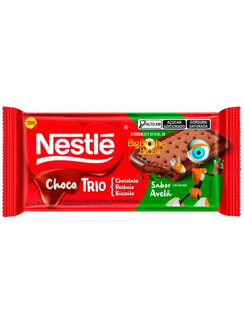 Tablete de Chocolate ao Leite ChocoTrio Avelã 90g - Nestlé