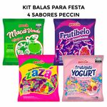 Kit-Festa-com-as-Balas-400g-Peccin---Frutibelo-Zaza-Frutiguti-e-Maca-Verde