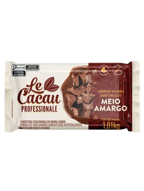 Barra de Chocolate Fracionado Meio Amargo 1,01kg - Le Cacau