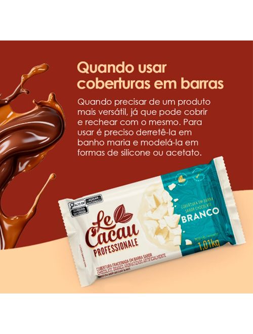 Barra de Chocolate Fracionado Branco 1,01kg - Le Cacau