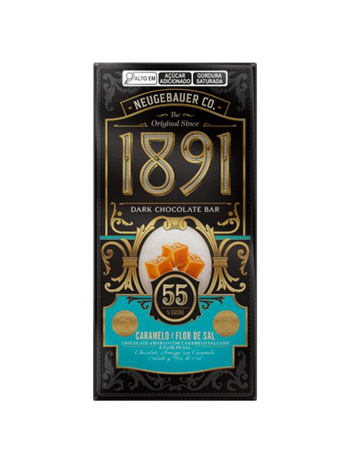 Tablete de Chocolate 1891 Amargo Caramelo e Flor de Sal 55% Cacau 90g - Neugebauer