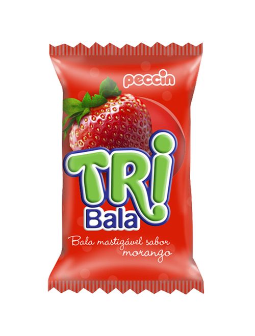 Bala Tribala Recheada Morango 500g - Peccin
