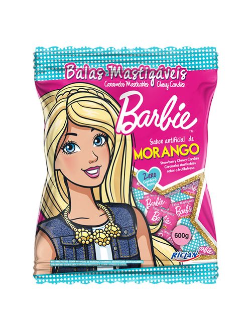 Bala Mastigável Barbie Morango 600g - Riclan