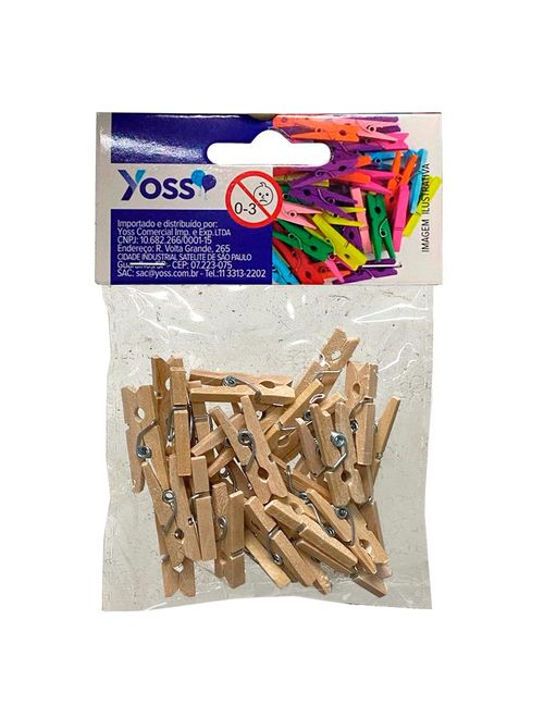 Mini Prendedor Madeira Natural c/30 - Yoss