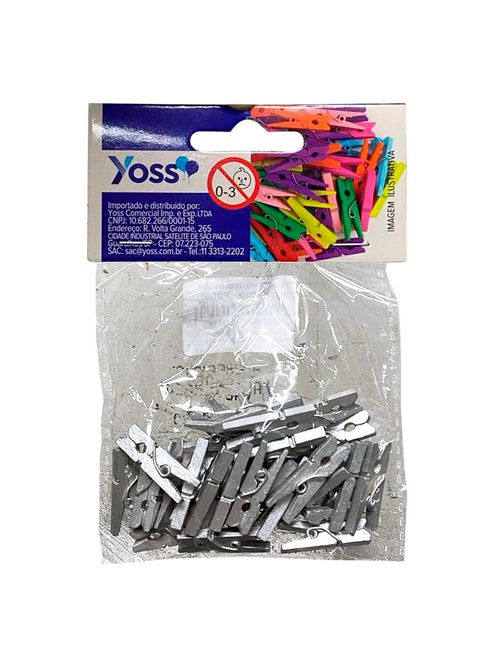 Mini Prendedor Madeira Prata c/30 - Yoss