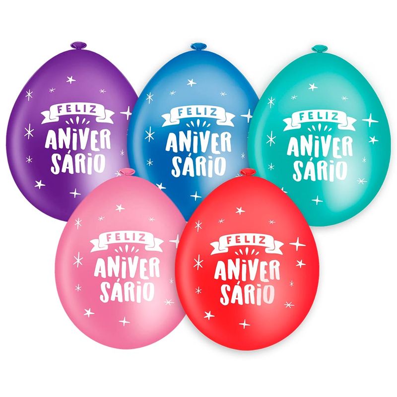 Balao-Feliz-Aniversario-Liso-Sortido-Tamanho-7-c-50---Pic-Pic