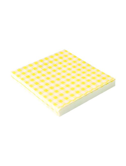 Guardanapo Xadrez Amarelo 33x33cm c/20 - Silver Festas