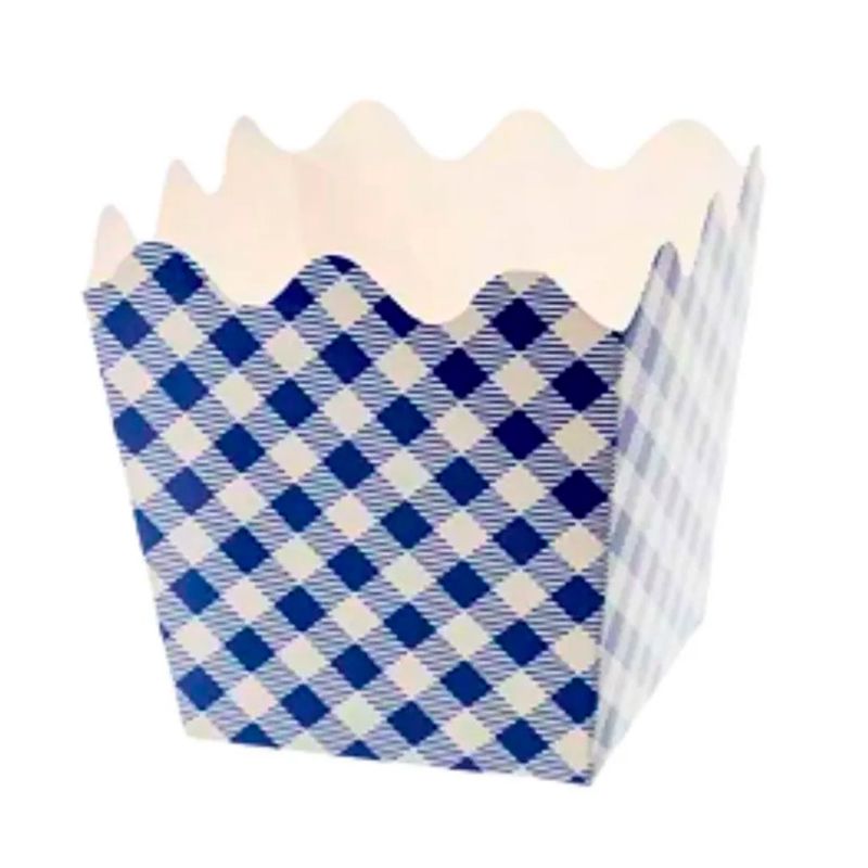 Cachepot-Papel-Xadrez-Azul-9x9x7cm-c-8---Silver