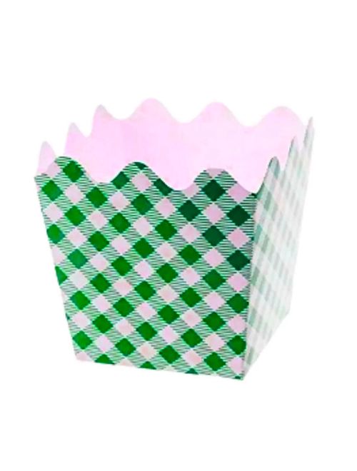 Cachepot Papel Xadrez Verde 9x9x7cm c/8 - Silver