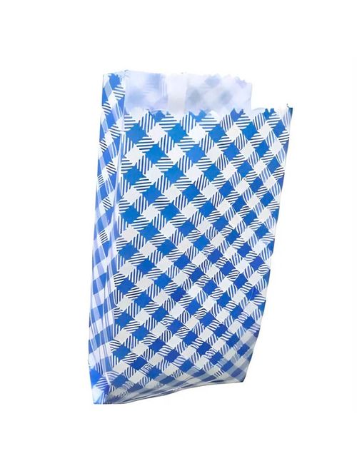 Saco Papel Xadrez Azul 14x8cm c/50 - Silver