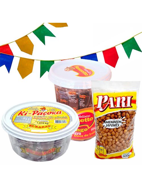Kit Festa Junina 50 Pessoas - Doces + Bandeirinha