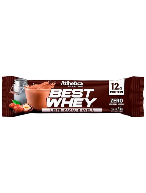 Best Whey Barra de Proteina Leite, Cacau e Avelã 49g - Atlhetica Nutrition