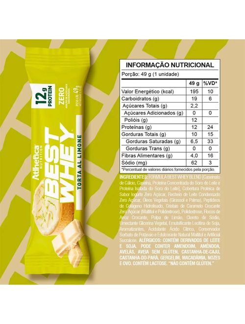 Best Whey Barra de Proteina Torta Al Limone 49g - Atlhetica Nutrition