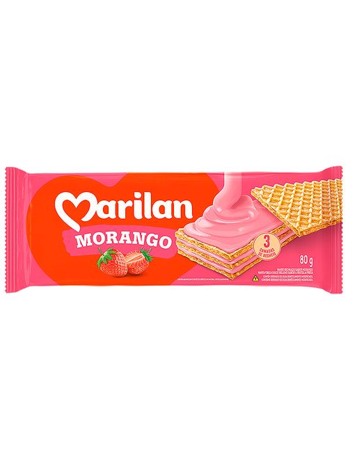 Biscoito Wafer Recheado Morango 80g - Marilan