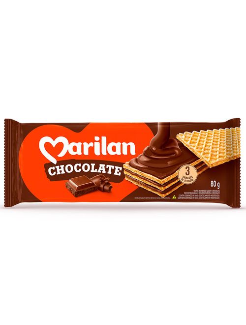 Biscoito Wafer Recheado Chocolate 80g - Marilan