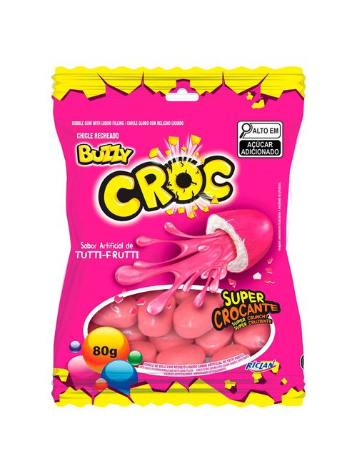 Chiclete Buzzy Recheado Croc Tutti Frutti 80g - Riclan