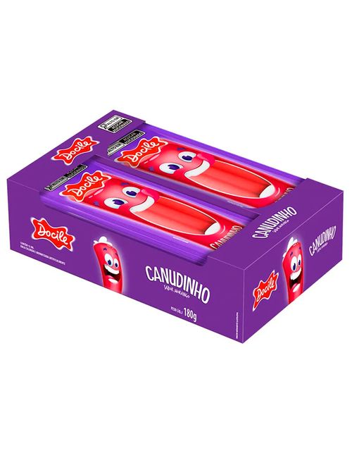 Canudinho Bala de Gelatina Morango Doce 15g c/12 - Docile
