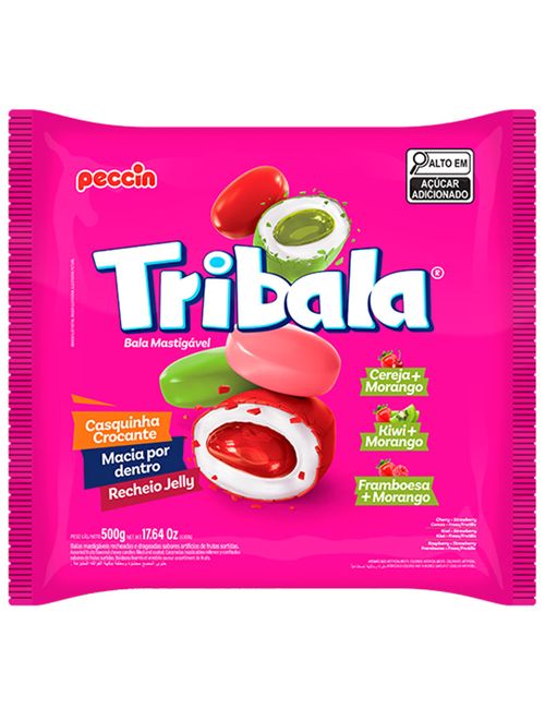 Bala Tribala Recheada Sortida Combinações com Morango 500g - Peccin