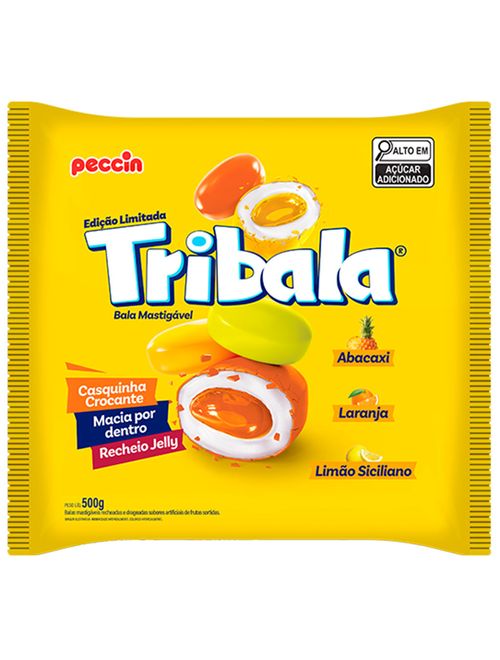 Bala Tribala Recheada Sortida Sabores Cítricos 500g - Peccin