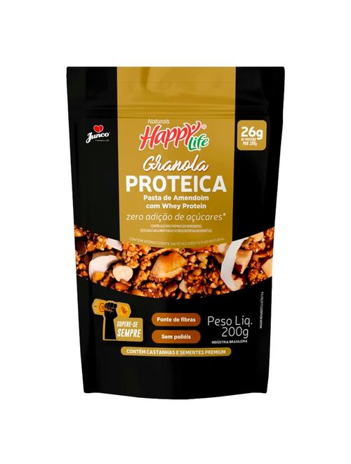 Granola Happy Life Proteica Whey e Pasta de Amendoim Zero Açúcar 200g - Junco