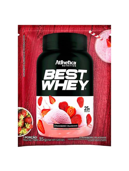 Best Whey Strawberry Milkshake Sachê 35g - Atlhetica Nutrition