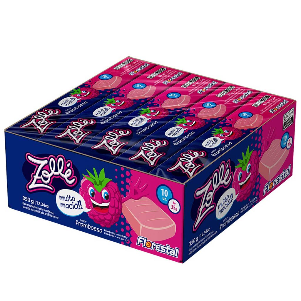 ぷーぱる　　　　gomme Drops Mastigável Zollé Framboesa c/10 - Florestal - Doce Malu