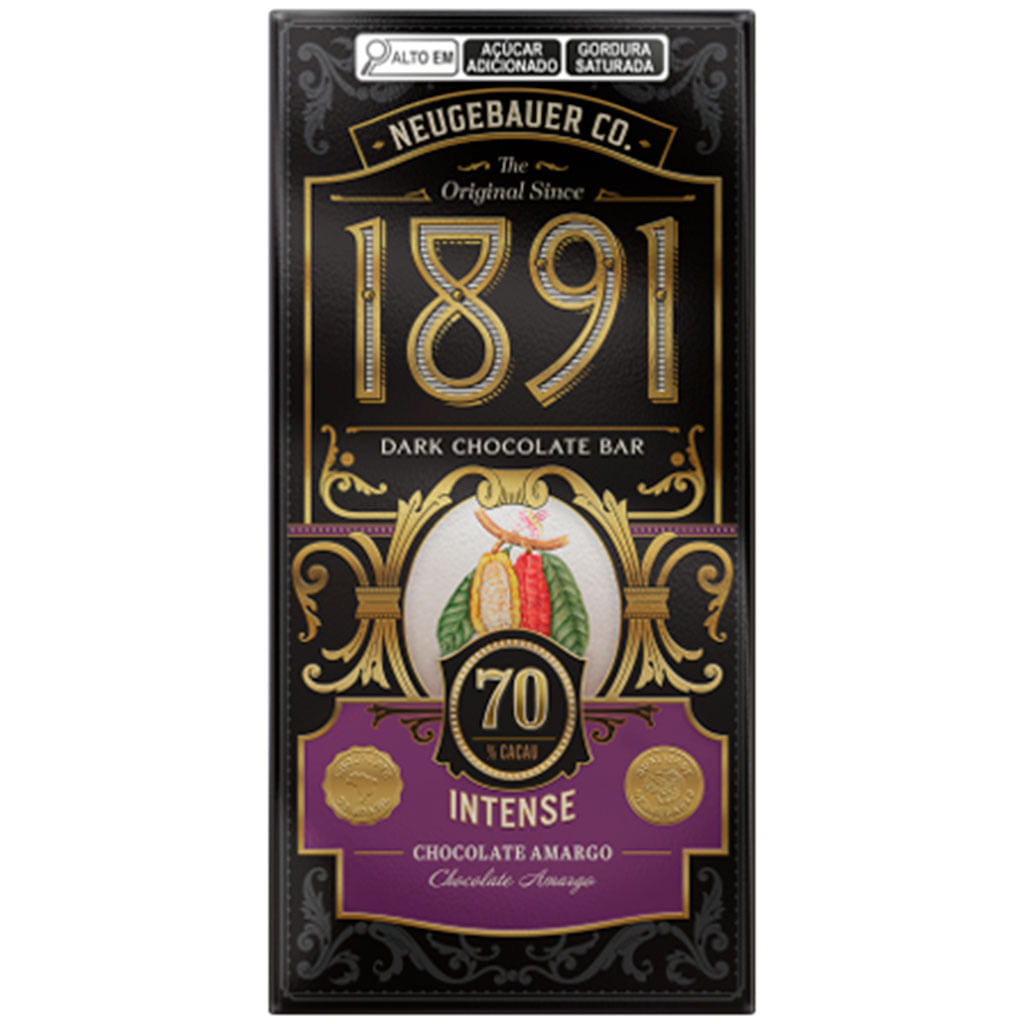 Tablete de Chocolate 1891 Amargo 70% Cacau Intense 45g - Neugebauer