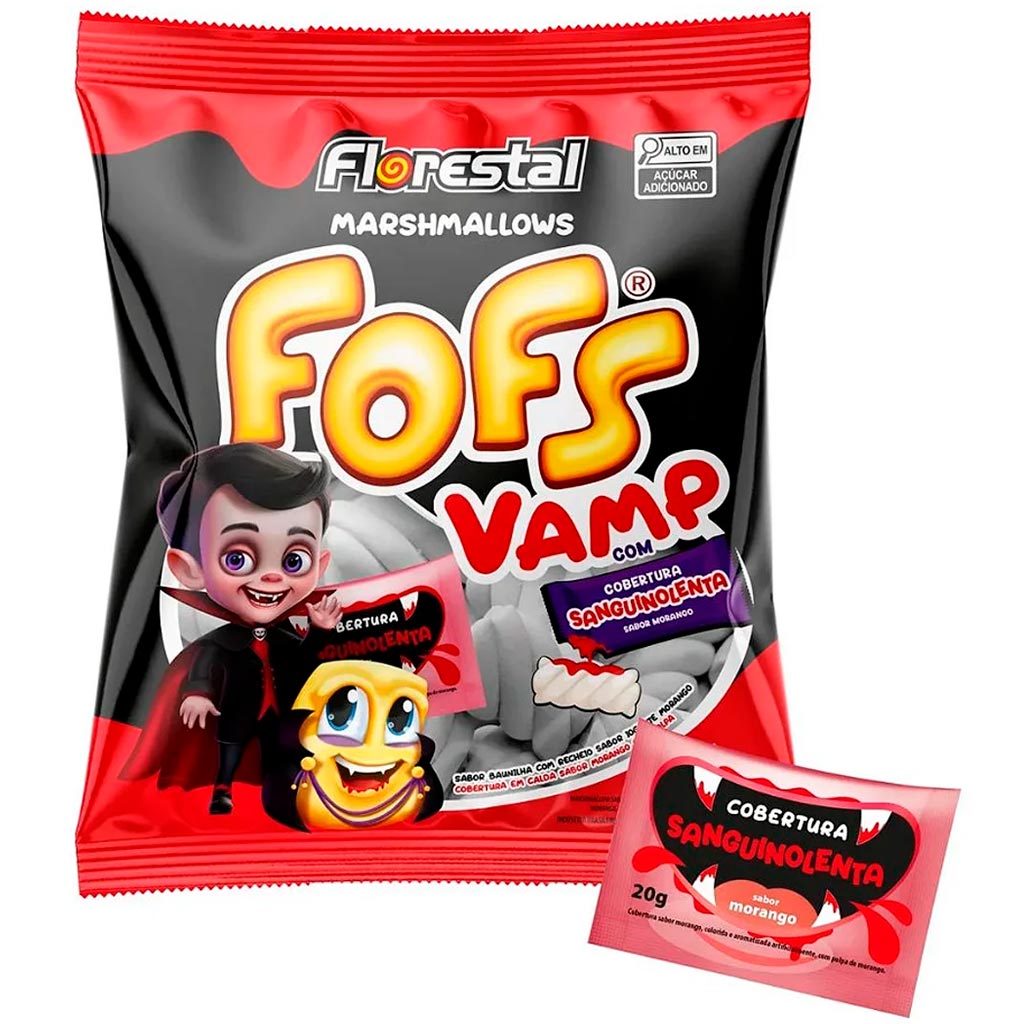 Marshmallows Fofs Vamp Recheio Sabor Morango 200g