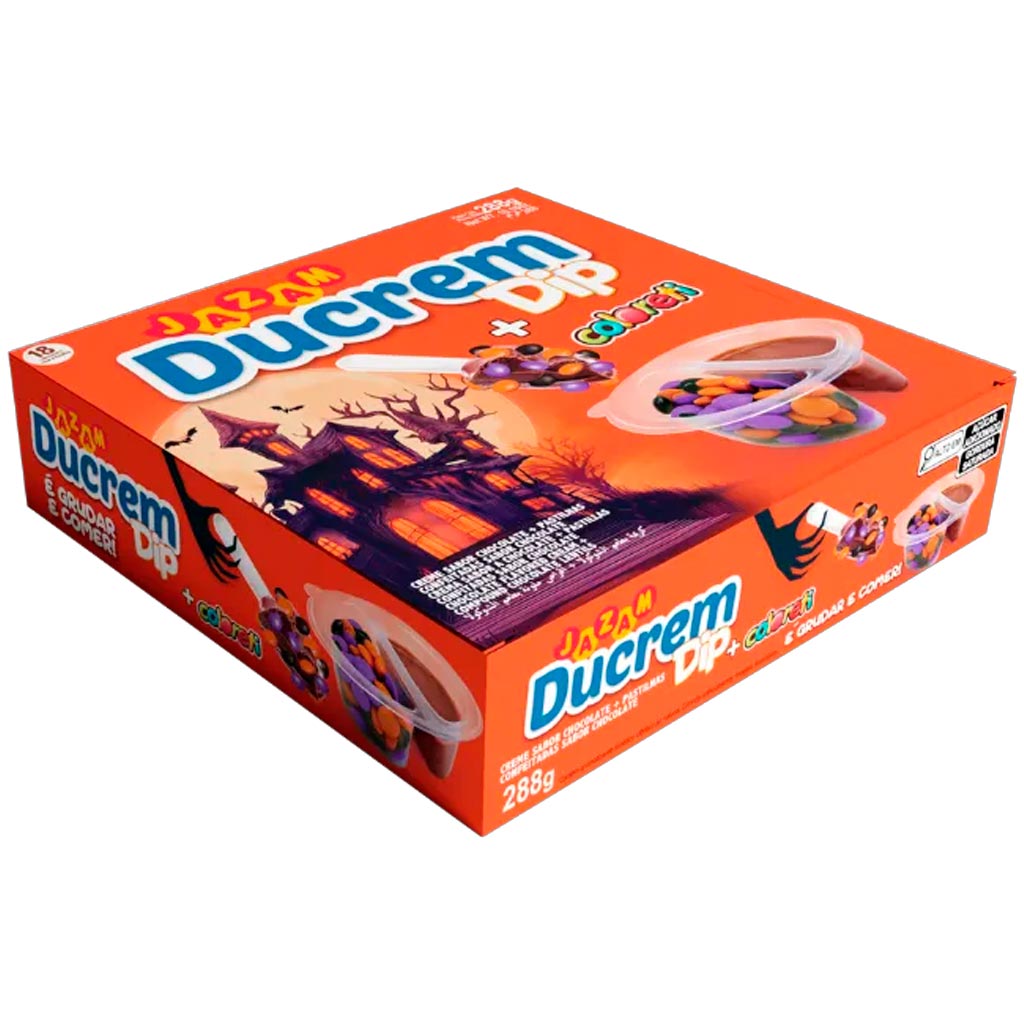 Creme Chocolate com Pastilhas Coloreti Ducrem Dip Halloween c/18 - Jazam