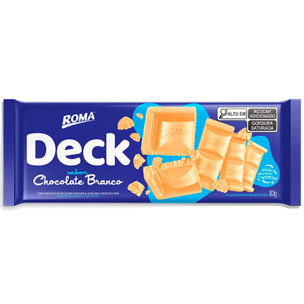 Tablete de Chocolate Deck Branco 80g - Roma