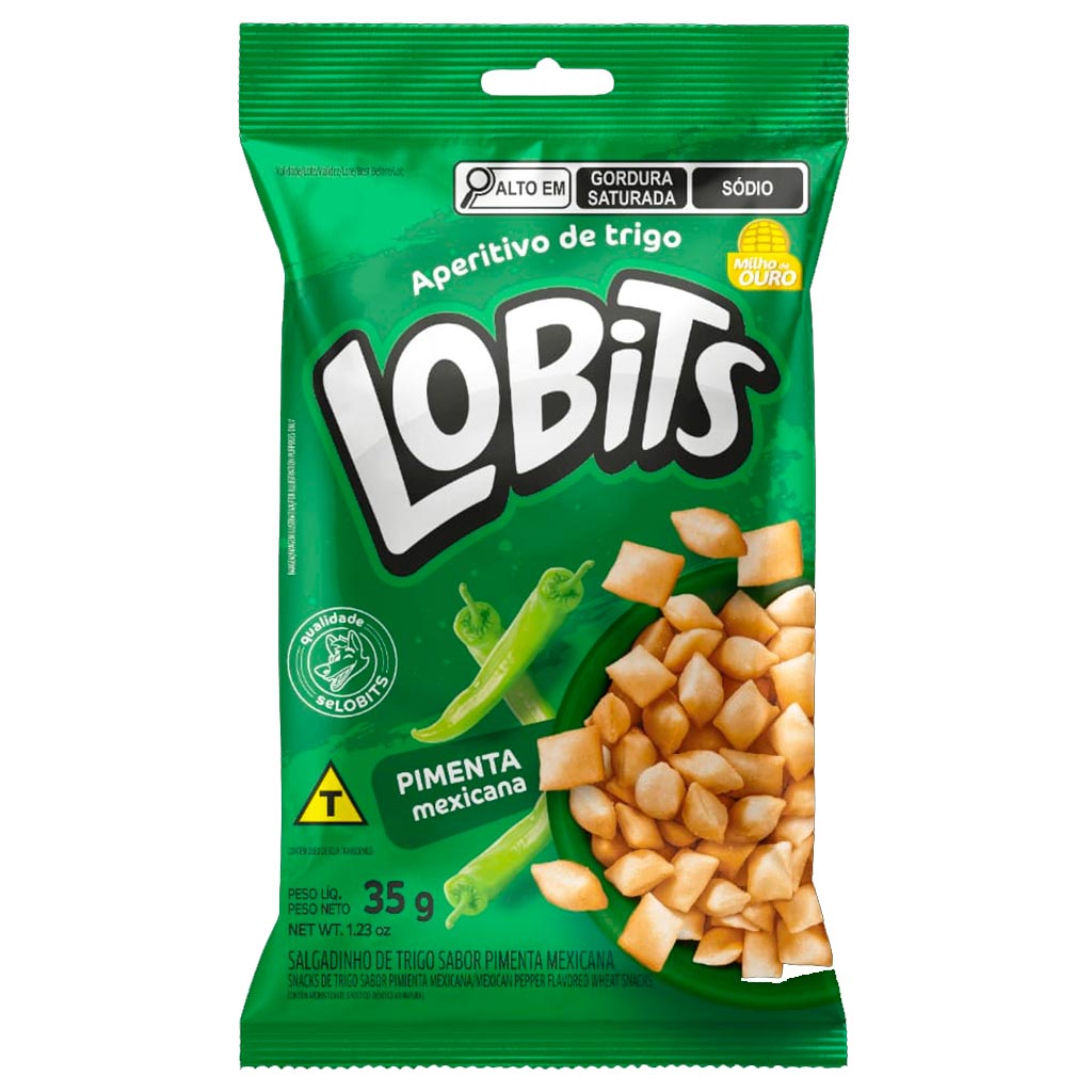 Salgadinho Lobits Sabor Pimenta Mexicana 35g - Milho de Ouro