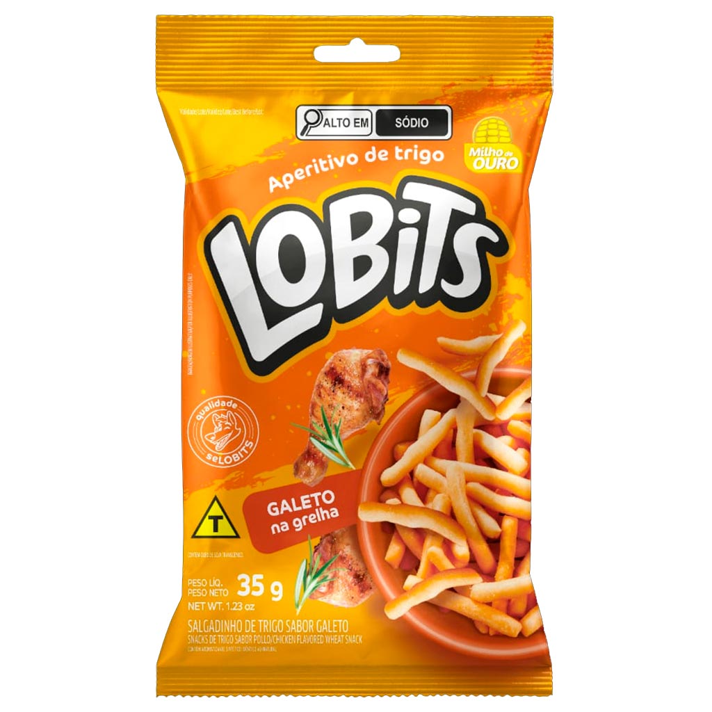 Salgadinho Lobits Sabor Galeto na Grelha 35g c/20 - Milho de Ouro