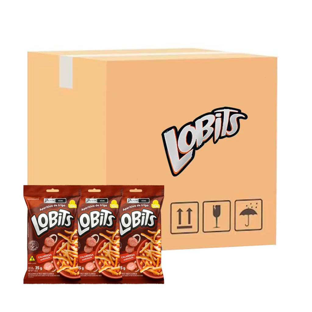 Salgadinho Lobits Sabor Calabresa Acebolada 35g c/20 - Milho de Ouro