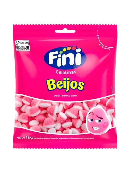 Mini Bala de Gelatina Beijos 1kg - Fini