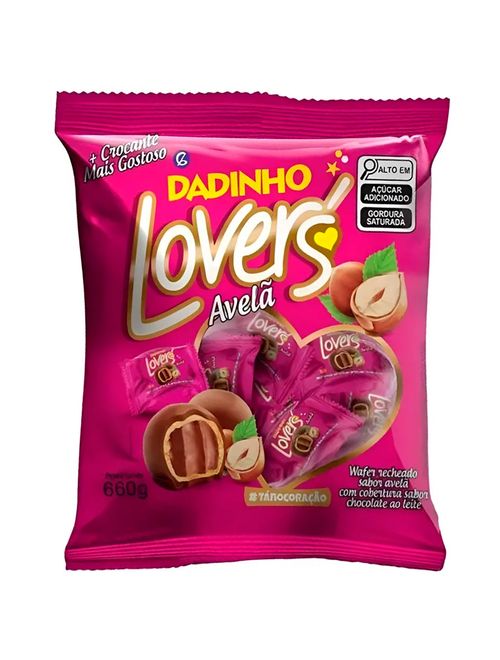 Bombom Recheado Dadinho Lovers Avelã 660g - Dizioli