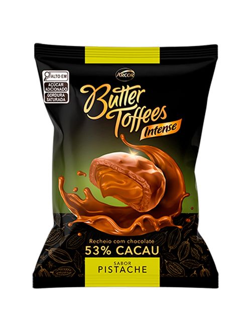 Bala Butter Toffees Intense 53% Cacau Recheio Pistache 400g - Arcor